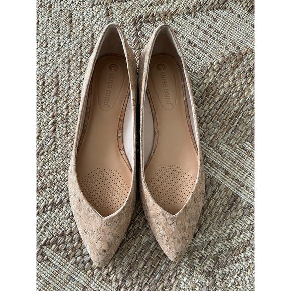 Corso Como Natural Cork Tan ‘Jullia’ Ballet Core Pointed Toe Flat Size 7.5M - Picture 7 of 7